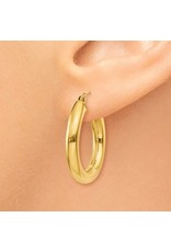 14K 4mm Lightweight Classic Tube Hoop Earrings, 1", 1.85dwts