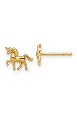 14K Yellow Gold Children's Magical Unicorn Earrings