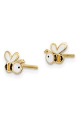 14K Yellow Gold Children's Bee Kind Enamel Stud Earrings