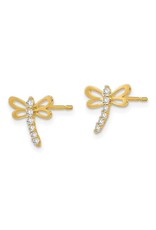 14K Yellow Gold Dragonfly Earrings with Sparkling Zirconias