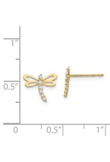 14K Yellow Gold Dragonfly Earrings with Sparkling Zirconias