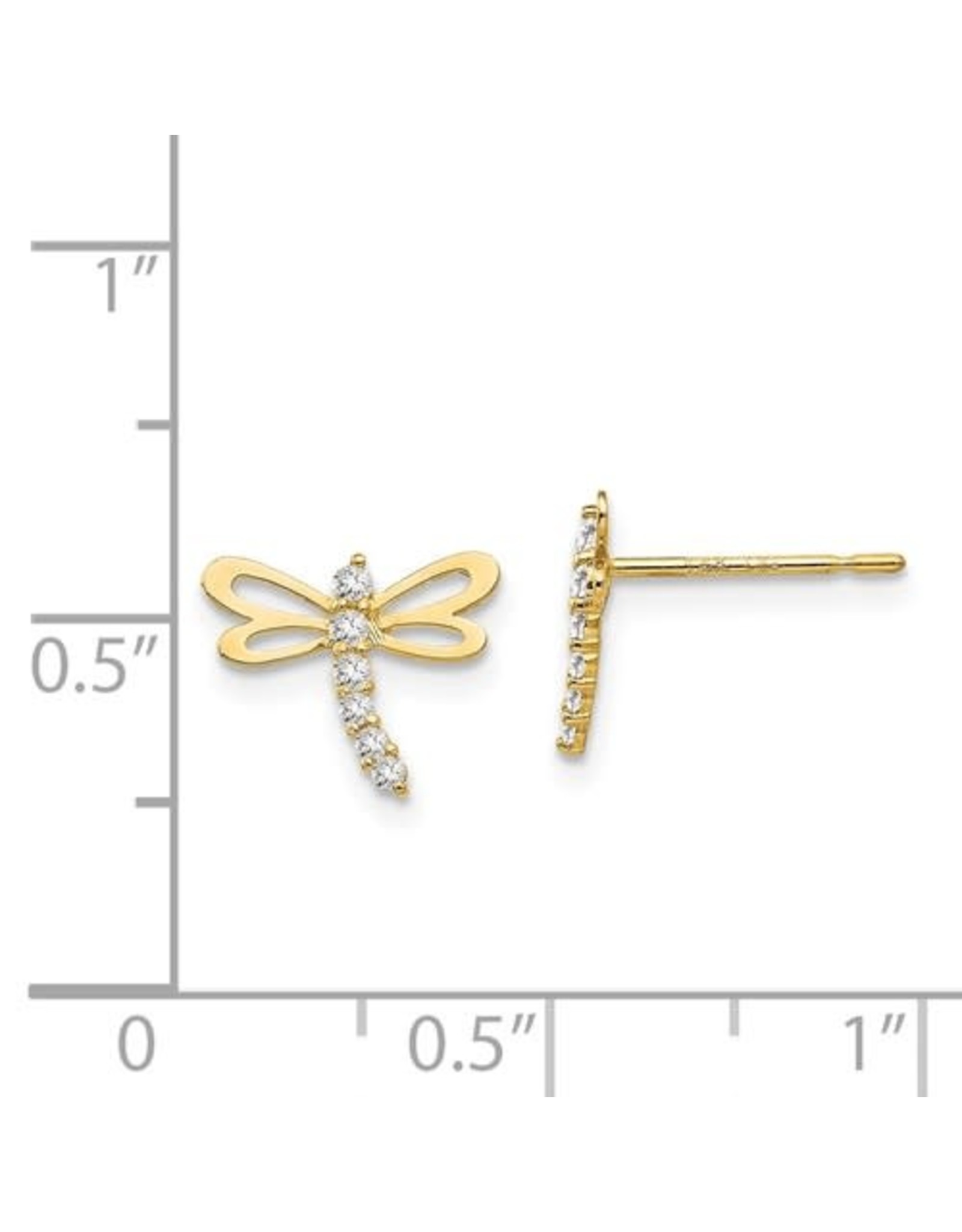 14K Yellow Gold Dragonfly Earrings with Sparkling Zirconias