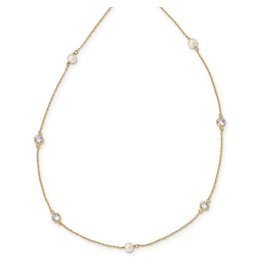 14K Y/G Children's Pearl and Zirconia  Station Necklace