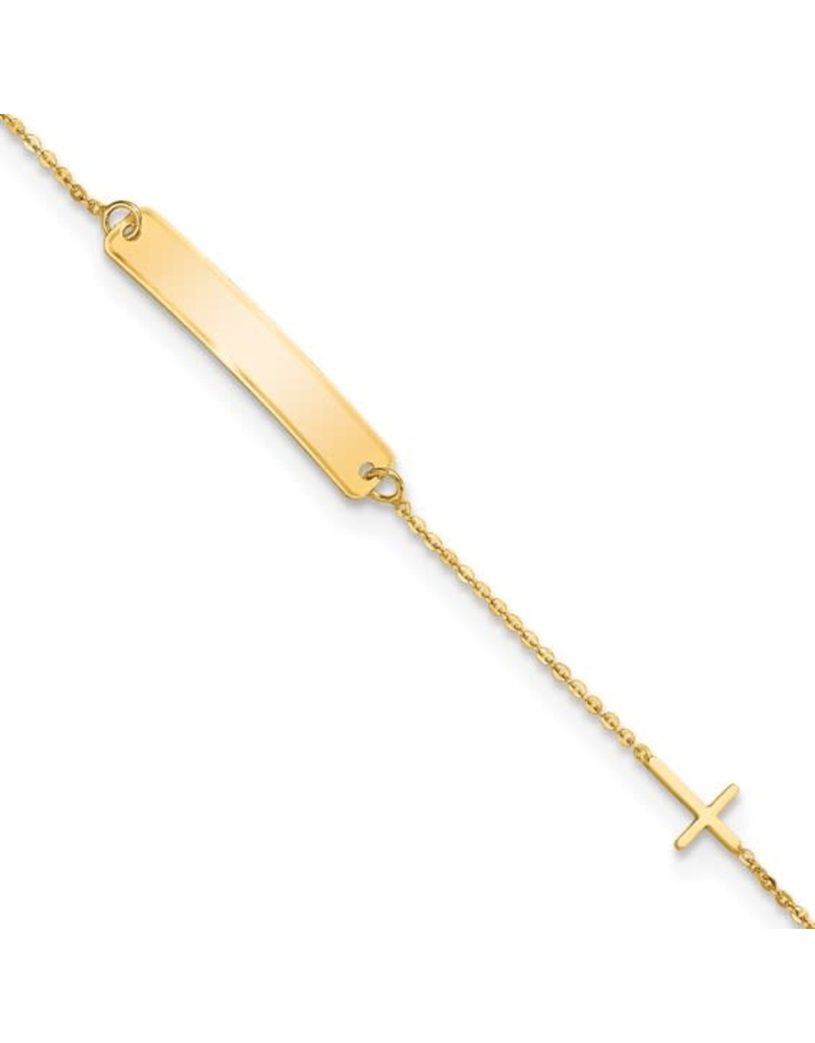 14K Yellow Gold Baby ID Bracelet with Cross, 5.5"