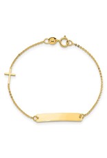 14K Yellow Gold Baby ID Bracelet with Cross, 5.5"