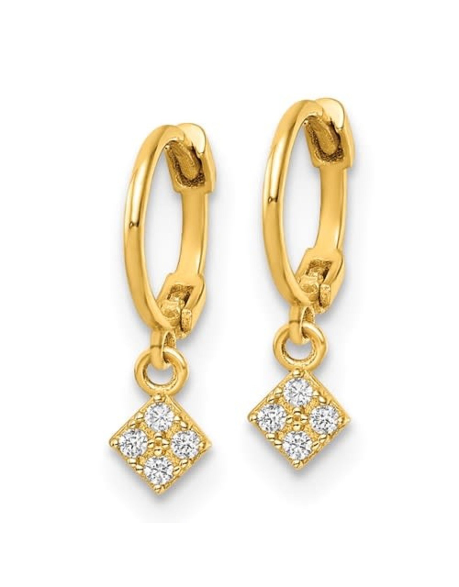 14K Young Lady's Yellow Gold Zirconia Dangle Earrings