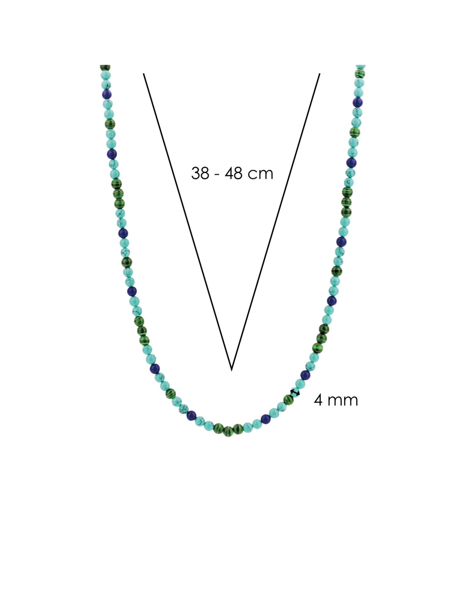 Turquoise, Lapis and Malachite Beaded Necklace- 3916TM/42