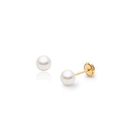 14K Y/G 5mm Pearl Stud Earrings