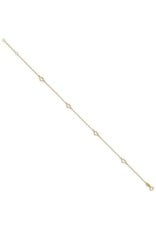 14K Yellow Gold Open Heart Anklet, 10" + Ext