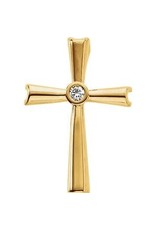 14K Yellow Gold Essential Diamond Cross, D: 0.04ct