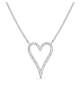 14K W/G Open Heart Diamond Cutout Necklace