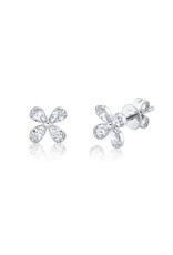 14K White Gold Diamond Flower Stud Earrings, D: 0.59ct