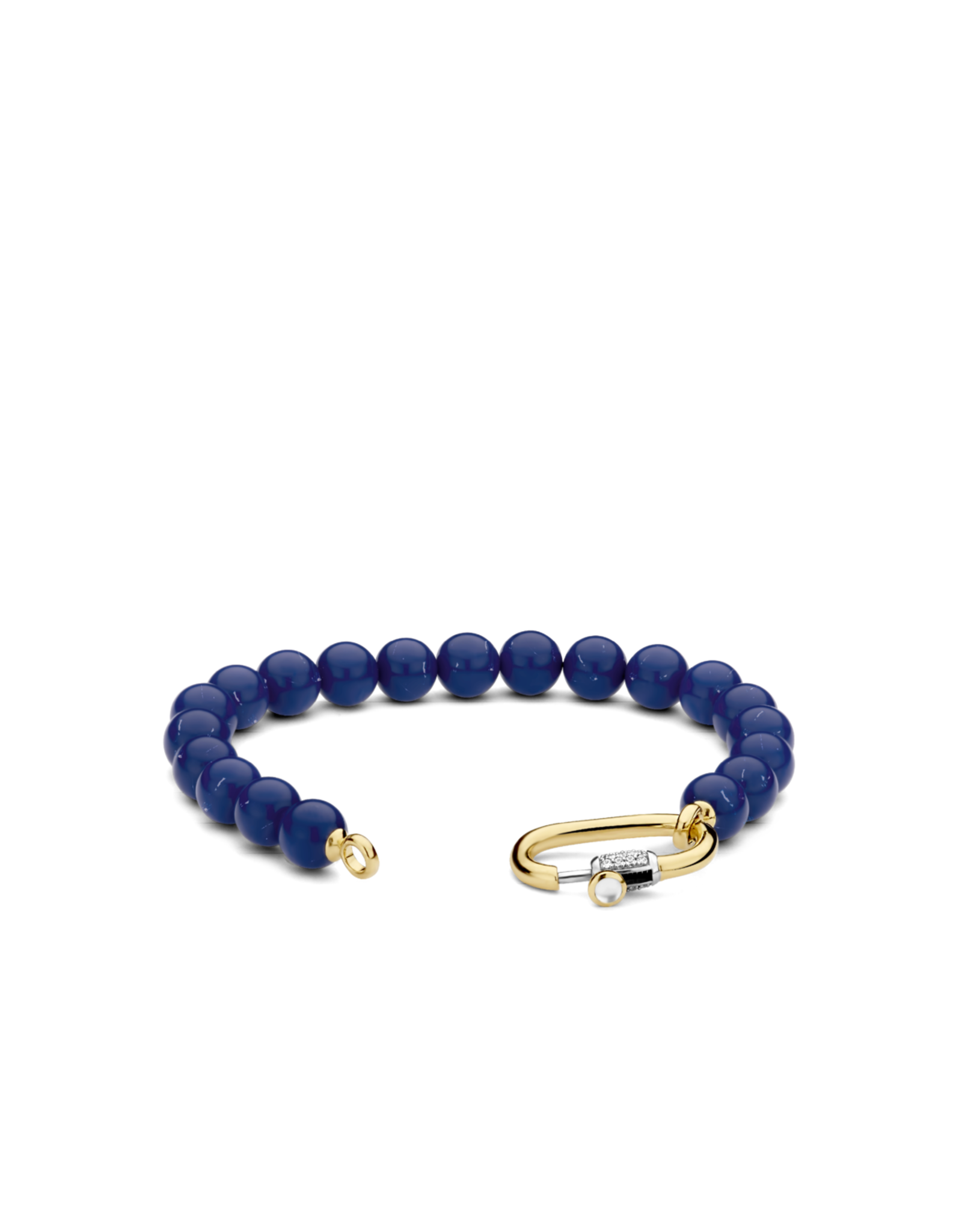 Lapis Blue Beaded Bracelet with Golden Clasp- 2961BL