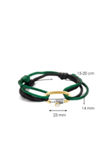 Black Silk Cord Adjustable Bracelet with Golden Clasp- 2964BO
