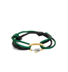 Black Silk Cord Adjustable Bracelet with Golden Clasp