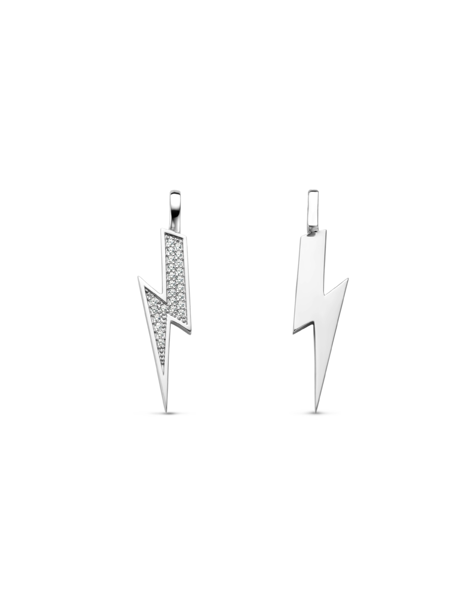 Silver Lightning Bolt Necklace with Zirconias- 6813ZI