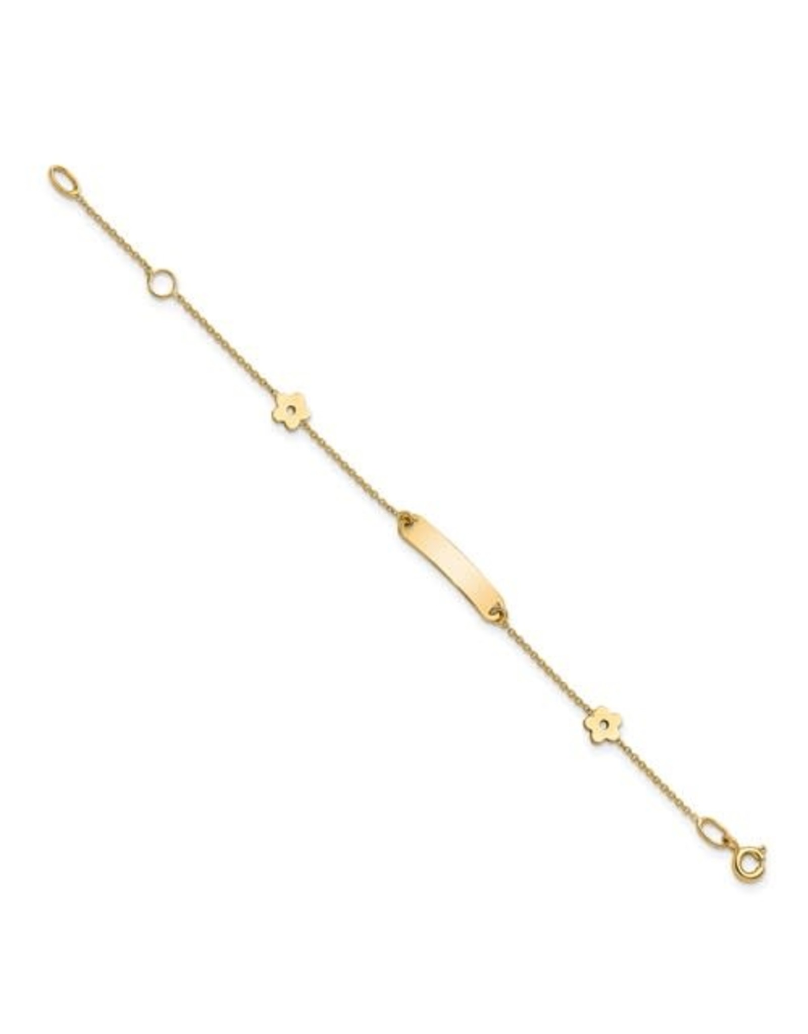 14K Yellow Gold Flower Baby ID Bracelet, 5.5"