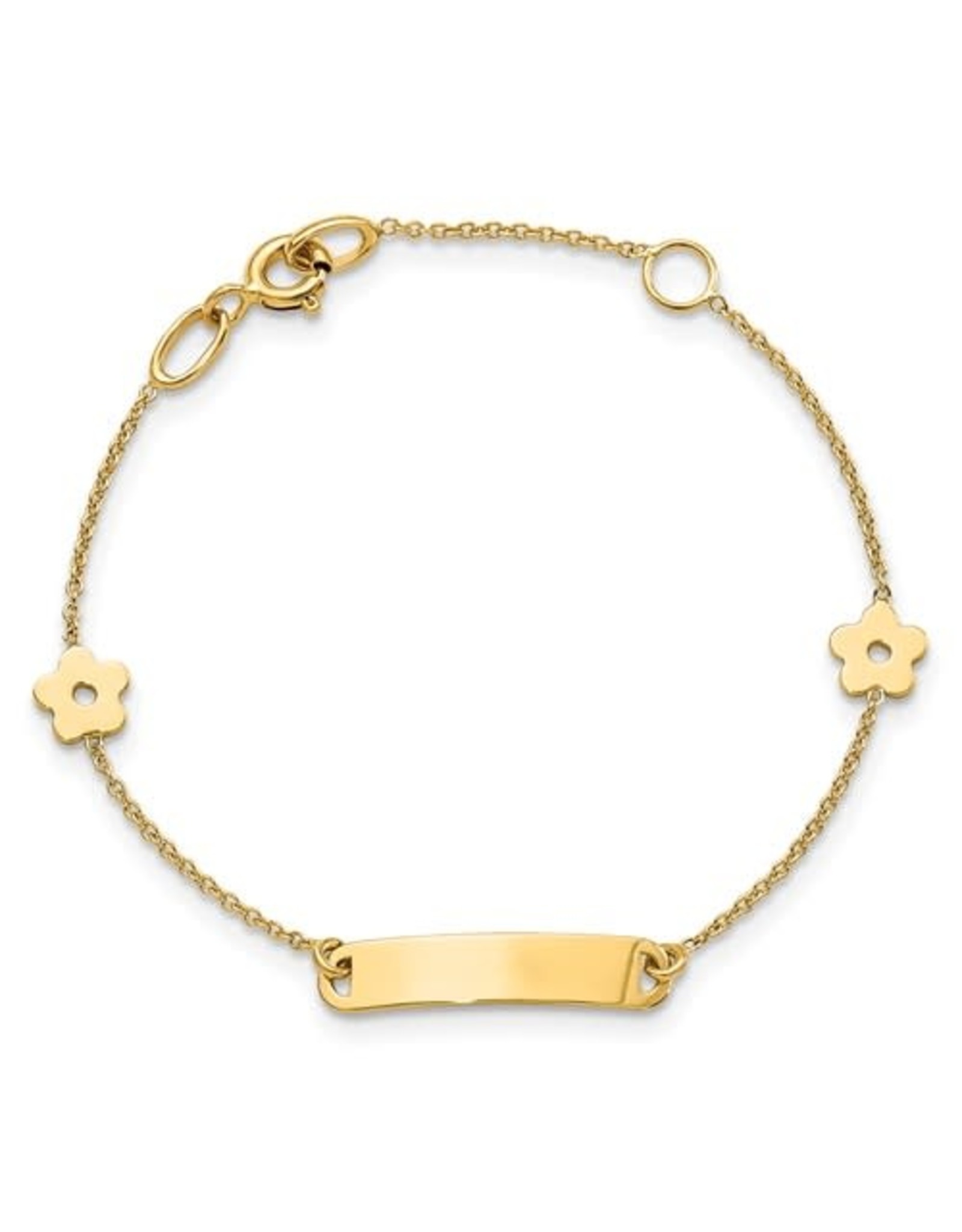 14K Yellow Gold Flower Baby ID Bracelet, 5.5"