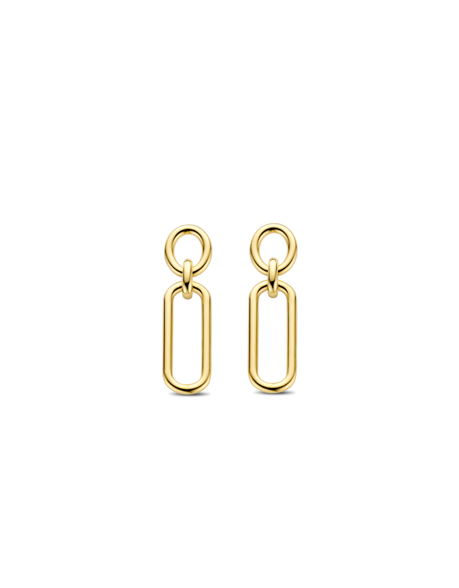 Large Bold Yellow Gold Plated Dangle Earrings- 7872SY