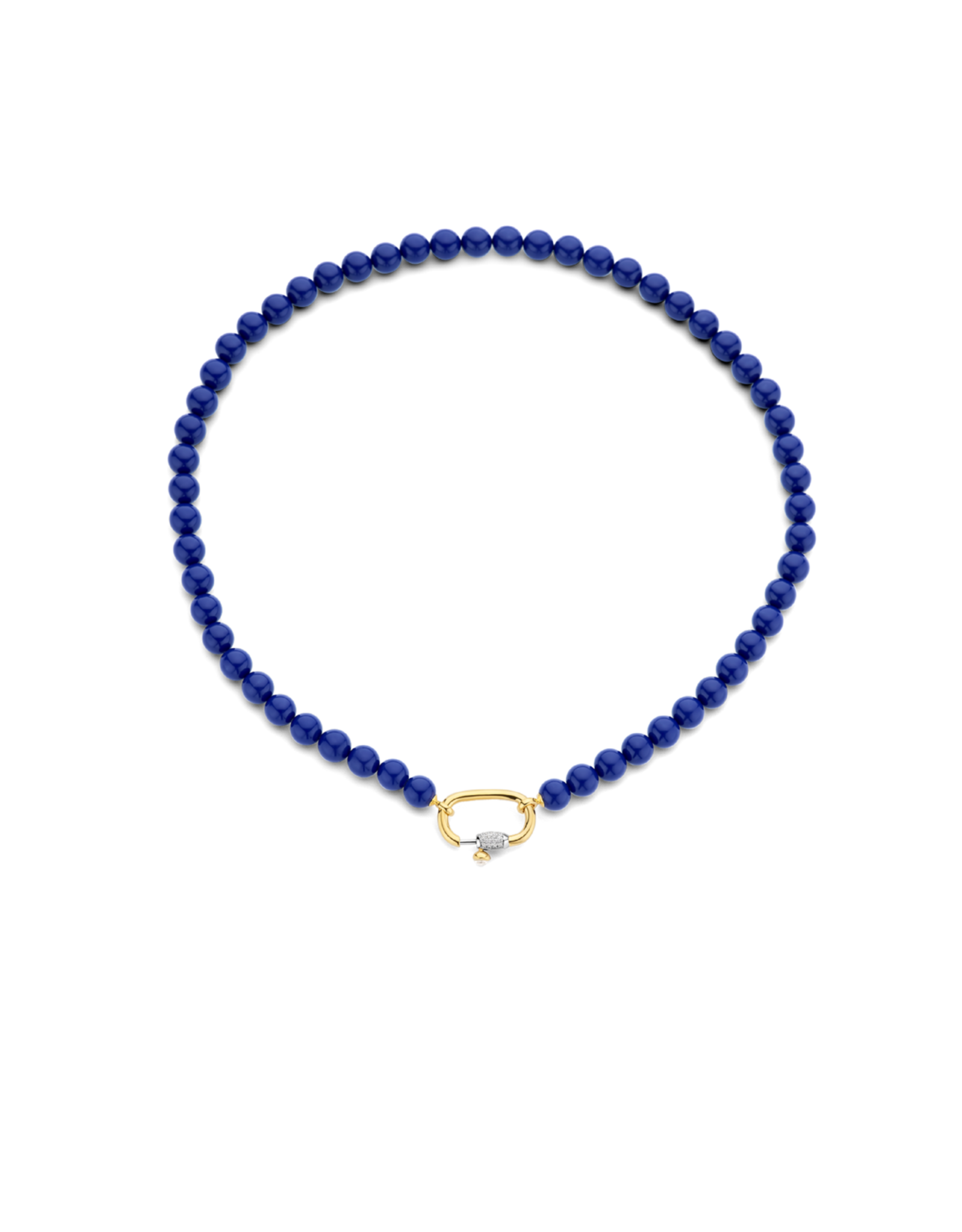 Bold Lapis Necklace with Decorated Yellow Gold Plated Clasp- 3967BL/48