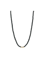 Bold Black Onyx Beaded Necklace with Zirconia Detail- 3975BO/42