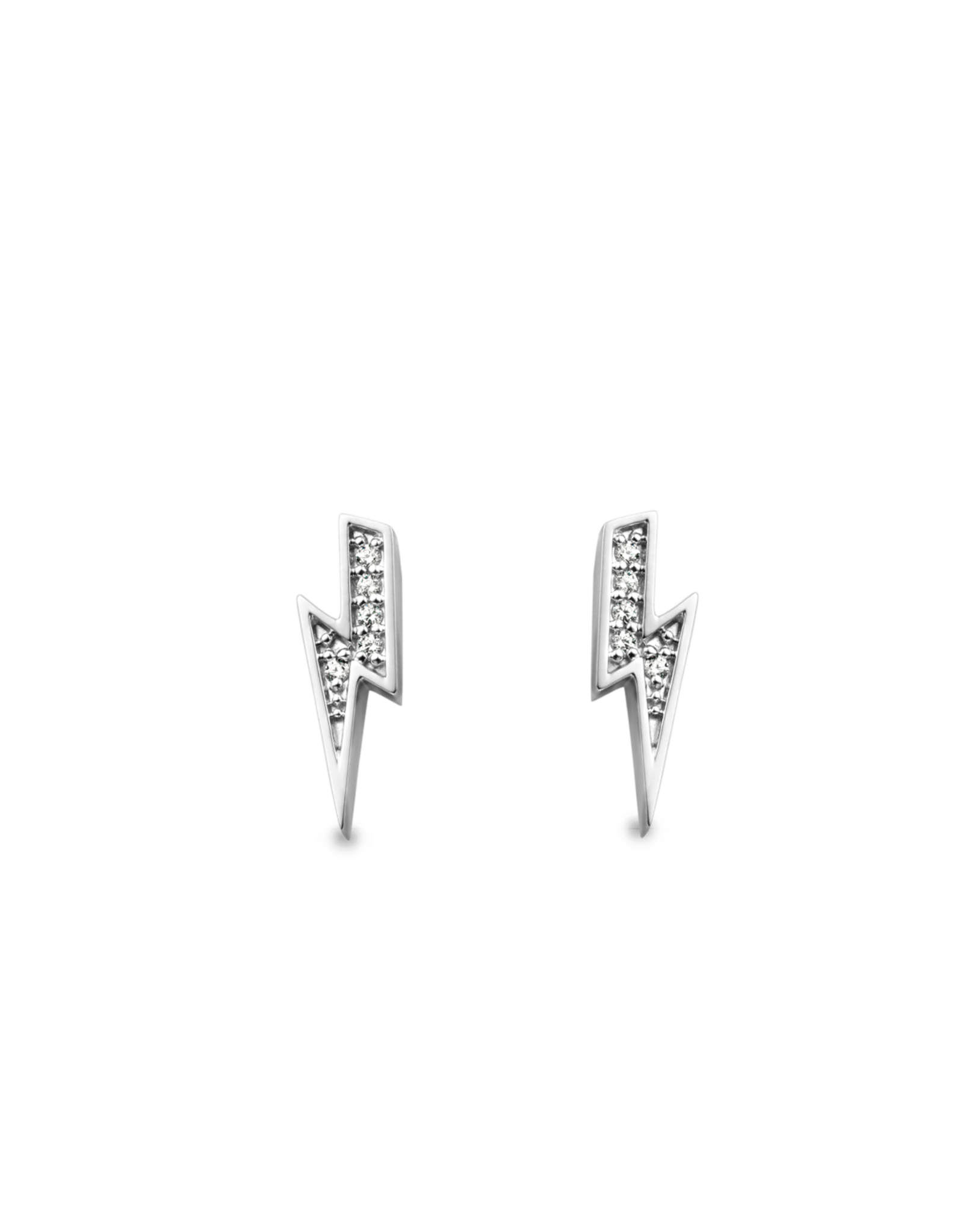 925 Sterling Silver Rhodium-plated Blue & White CZ Lightining Bolt Dangle Post Earrings 925 Sterling Silver Rhodium-plated Blue & White CZ Lightining Bolt Dangle Post Earrings