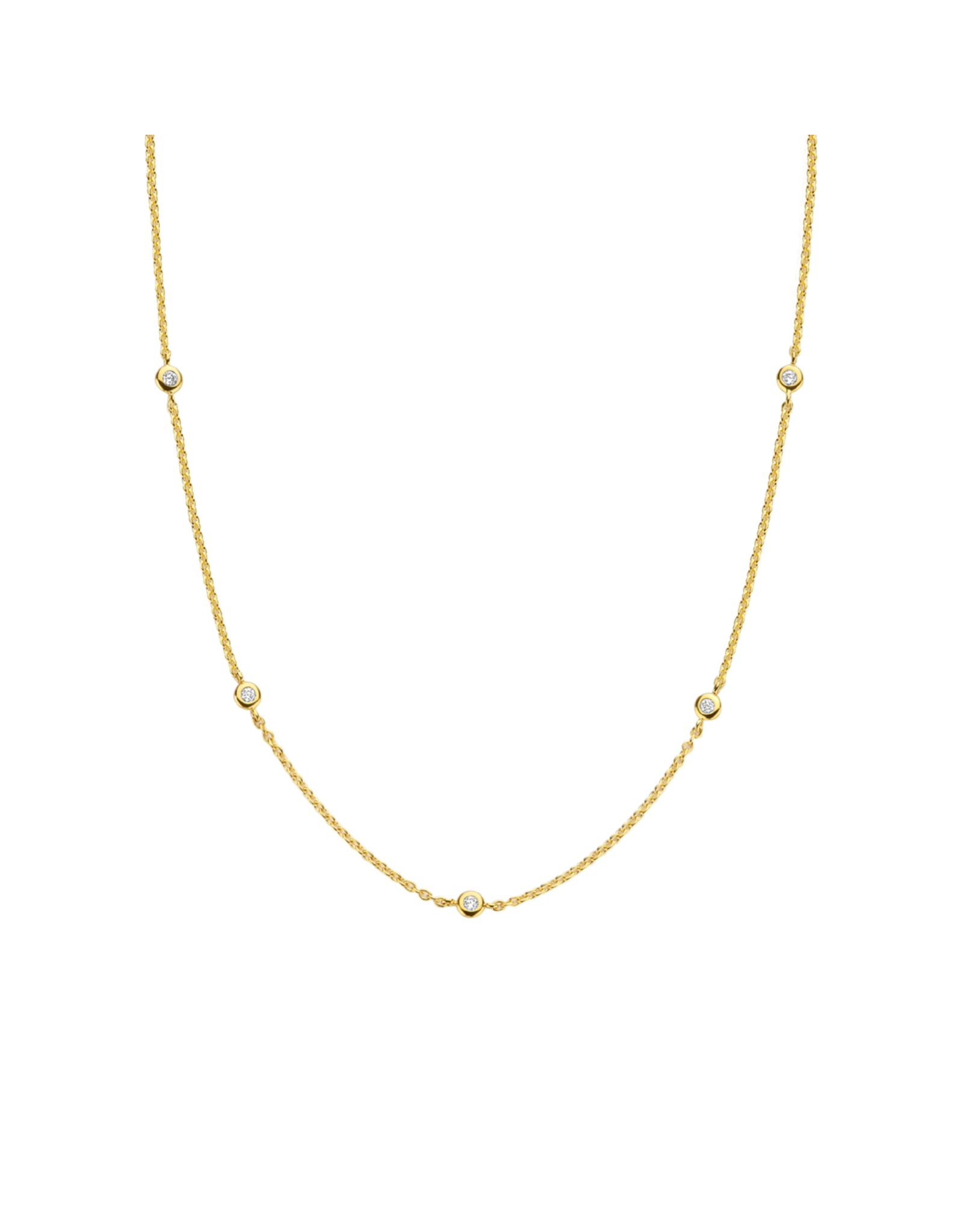 Yellow Gold Pated Zirconia By the Inch Necklace- 3978ZY