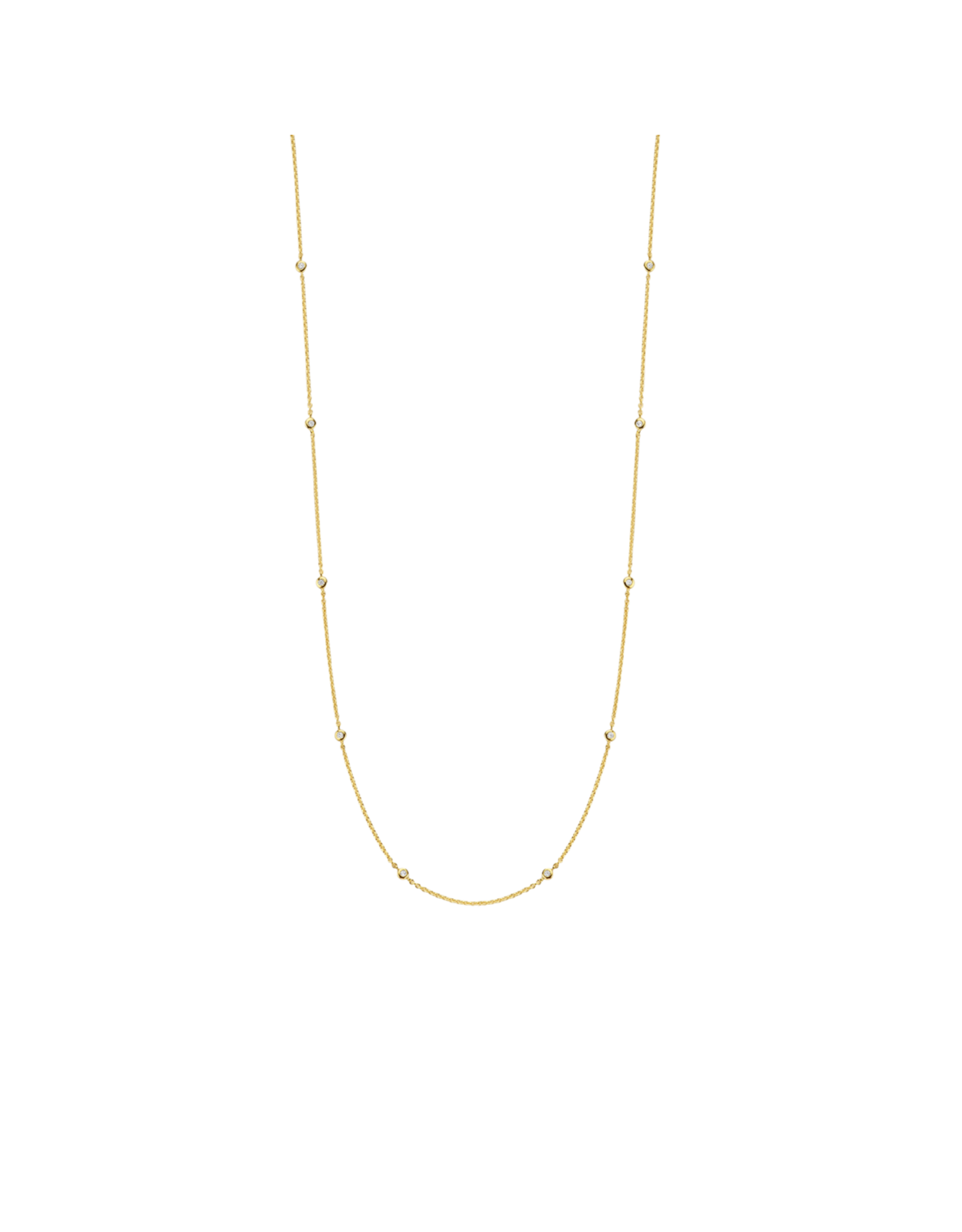 Yellow Gold Pated Zirconia By the Inch Necklace- 3978ZY