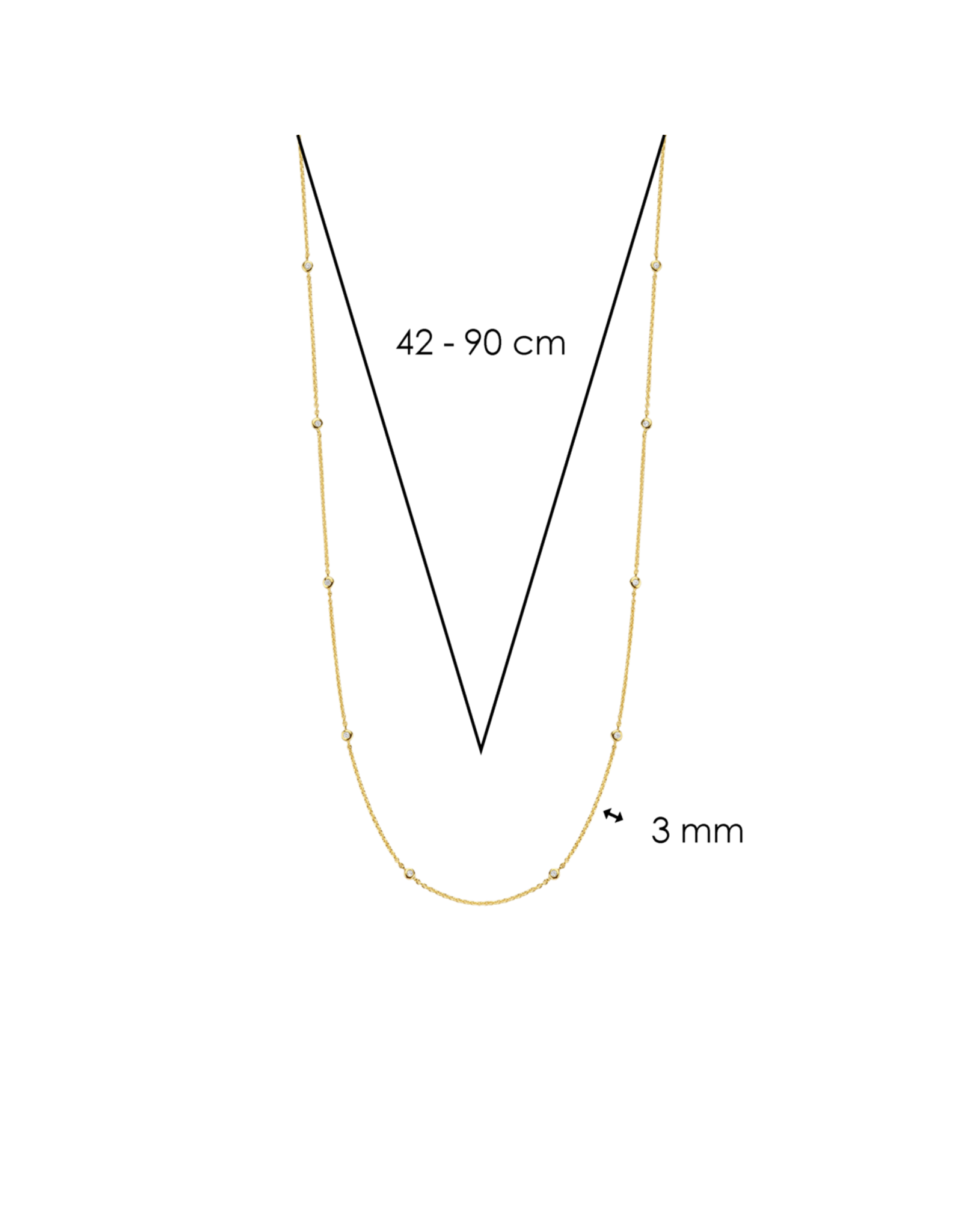Yellow Gold Pated Zirconia By the Inch Necklace- 3978ZY