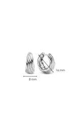 Chunky Twisted Silver Hoop Earrings- 7856SI