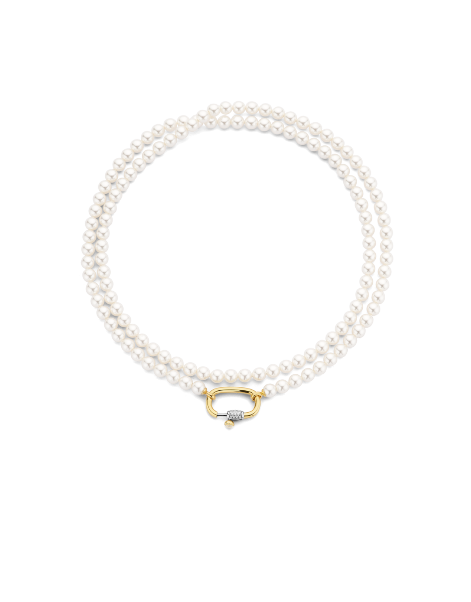Long Pearl Necklace with Yellow Gold Plated Clasp- 3980PW/80