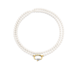 Long Pearl Necklace with Yellow Gold Plated Clasp