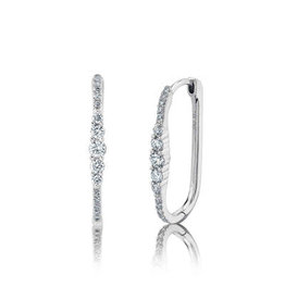 14K W/G Diamond Paperclip Hoop Earrings