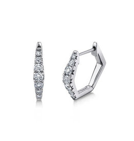 14K W/G Geometric Diamond Hoop Earrings