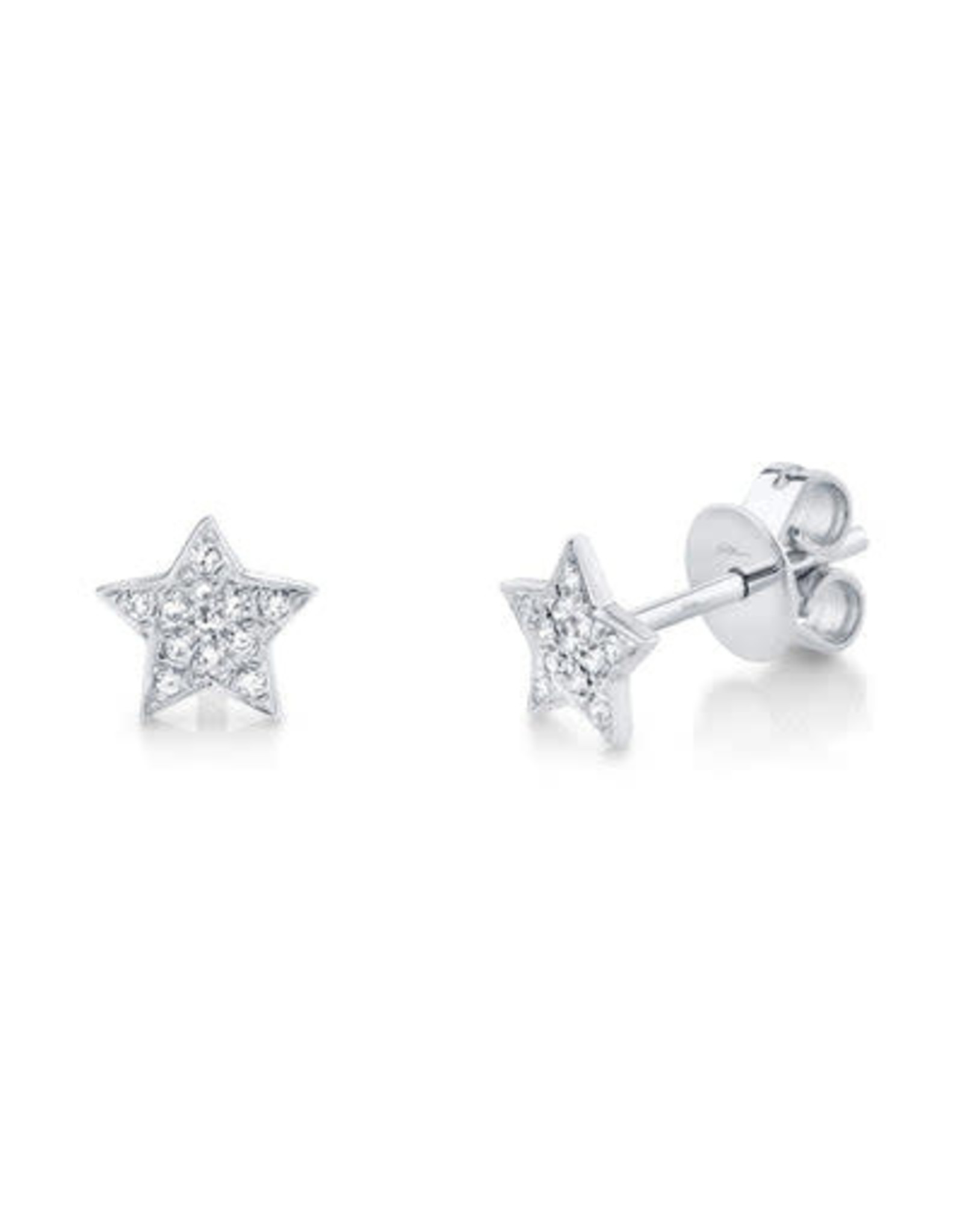 14K White Gold Diamond Star Stud Earrings, D: 0.07ct