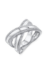 14K White Gold High Polish Crossover Ring, D: 0.32ct