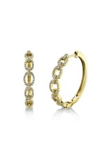 14K Yellow Gold Diamond Chain Link Hoop Earrings, D: 0.42ct