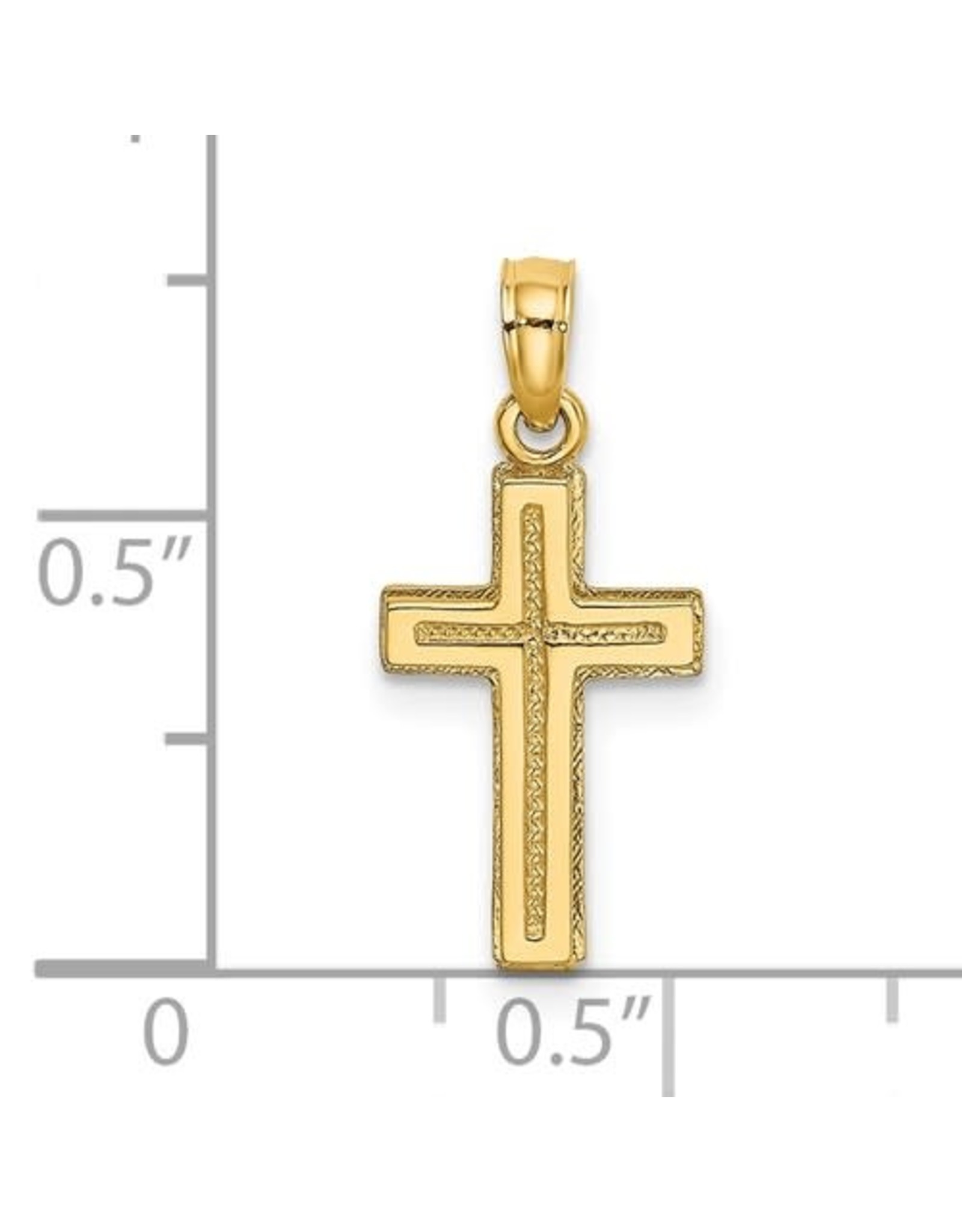14K Yellow Gold 2-D Textured Cross