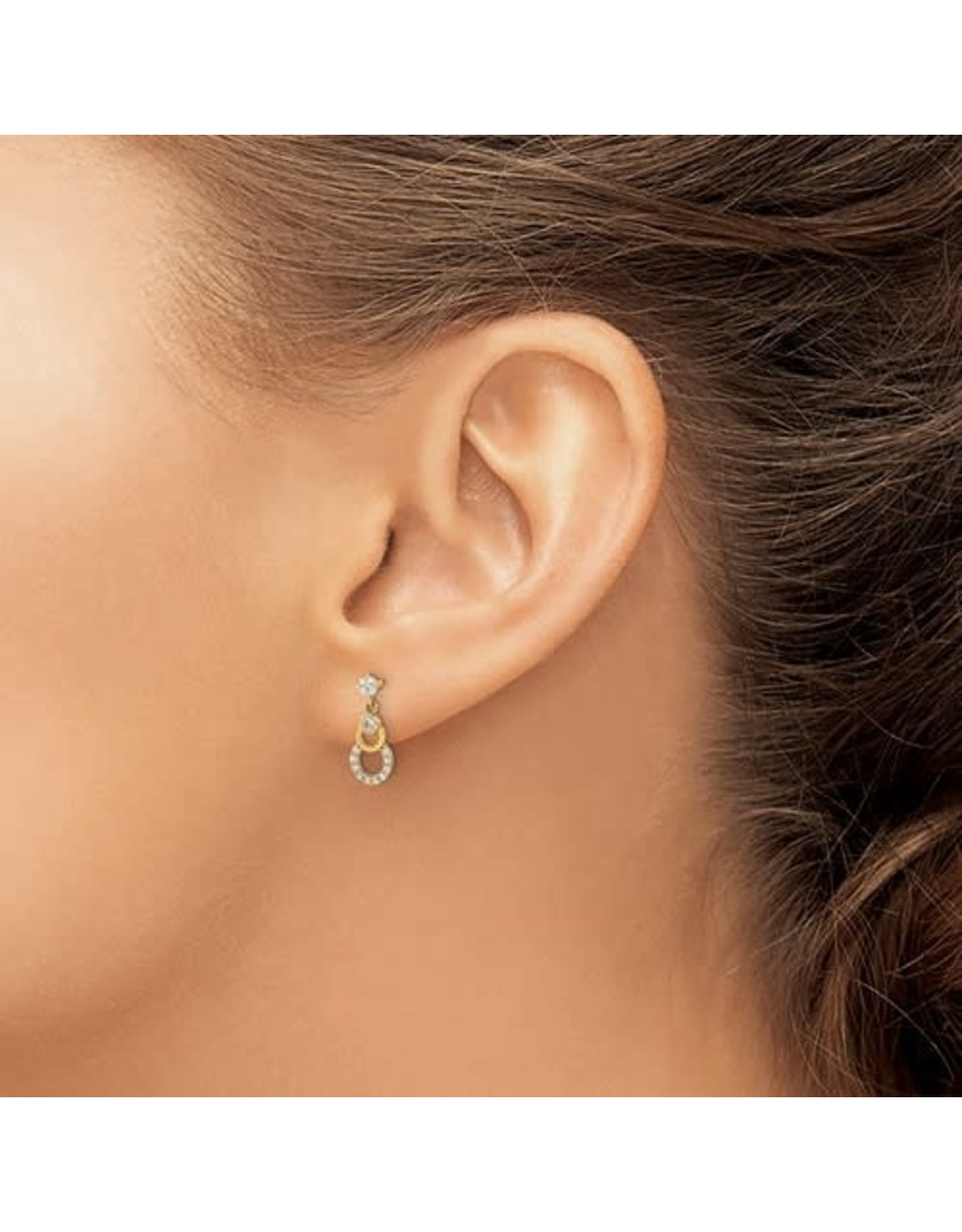 14K Yellow Gold Formal  Zirconia Dangle Earrings