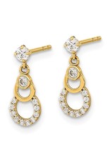 14K Yellow Gold Formal  Zirconia Dangle Earrings