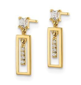 14K Y/G Geometric Zirconia Dangle Earrings