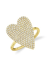 14K Yellow Gold Large Statement Pave Heart Ring, D: 0.56ct