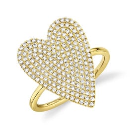14K Y/G Large Statement Pave Heart Ring