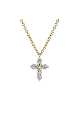 14K Yellow Gold Petite Diamond Cross, D: 0.25ct