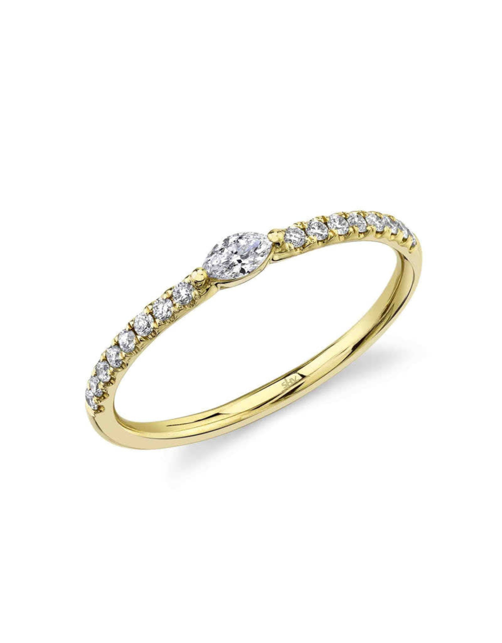 14K Yellow Gold Marquise Diamond Stackable Ring, D: 0.25ct