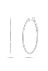 14K White Gold Oval Diamond Hoop Earrings, D: 0.44ct