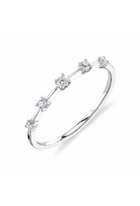 14K White Gold Dainty Stackable Diamond Ring, D: 0.10ct