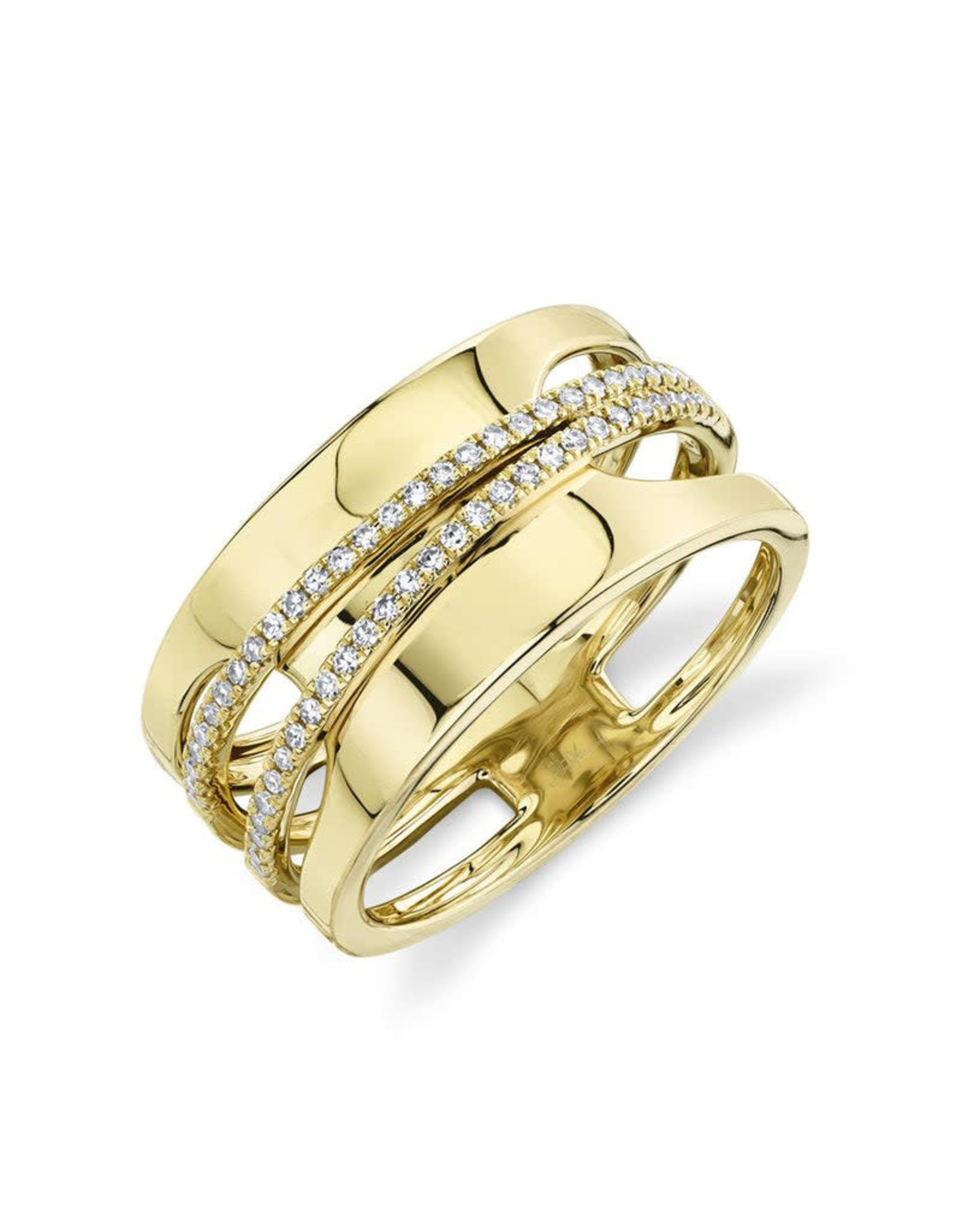 14K Yellow Gold Diamond Statement Fashion Ring, D: 0.17ct