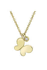 14K Yellow Gold Petite Diamond Butterfly Necklace, D: 0.02ct