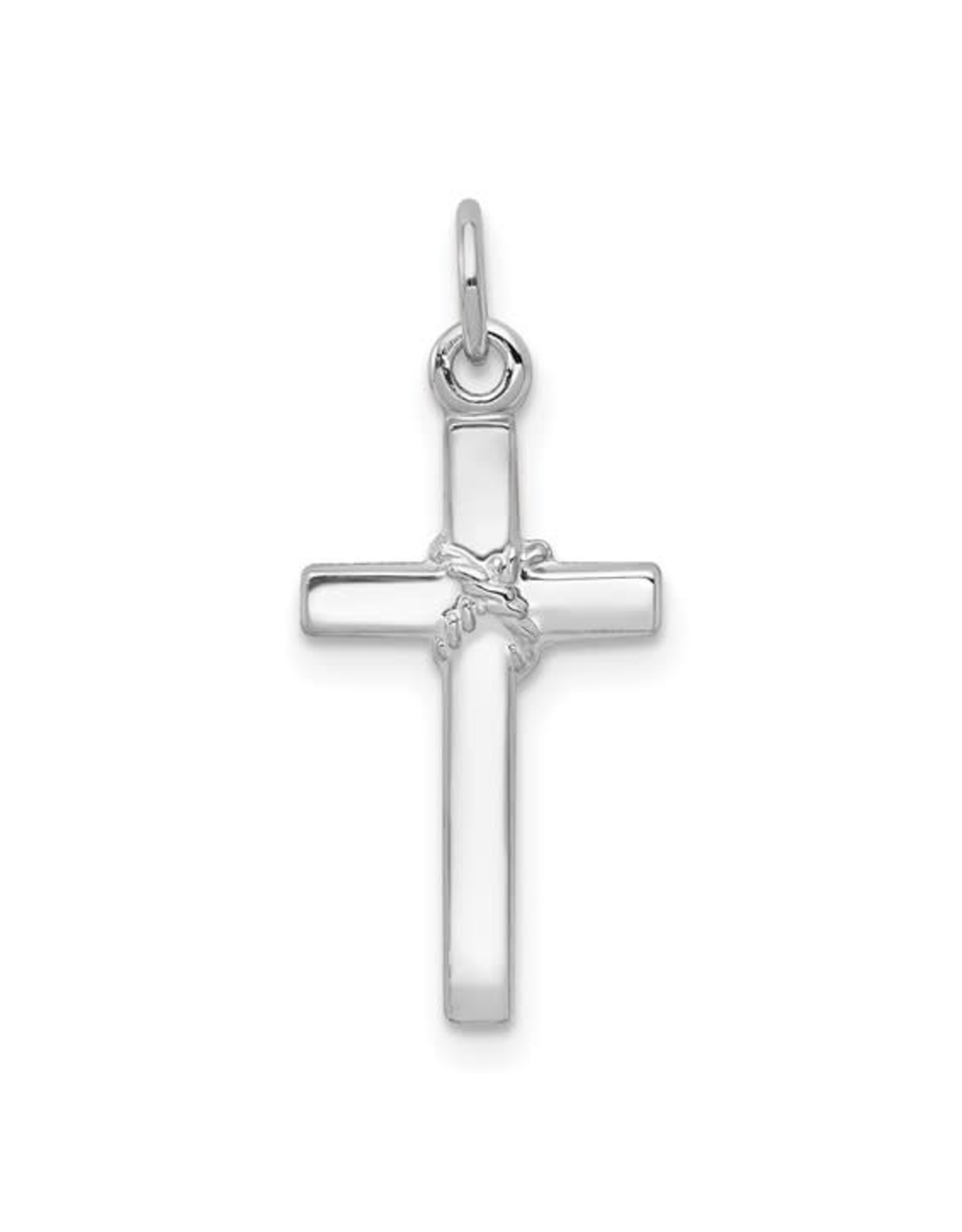 14K White Gold Cross with Rope Design in Center